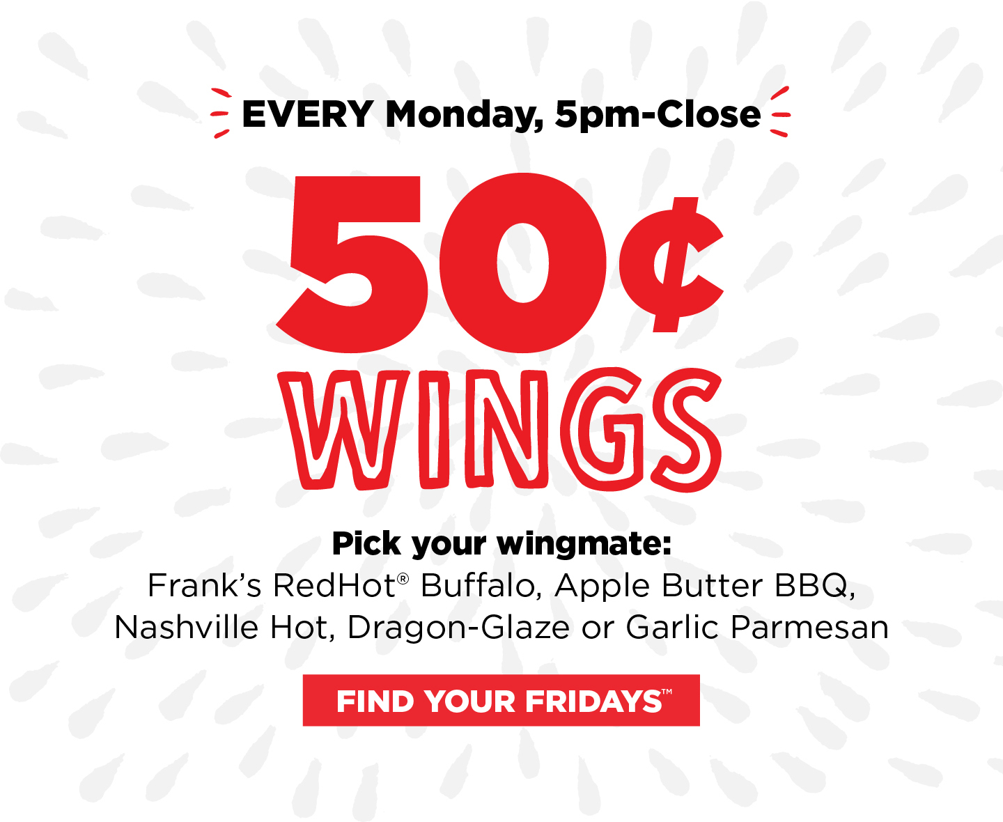 tgi fridays wing night, 50 cent wings, wing deals, cheap wings