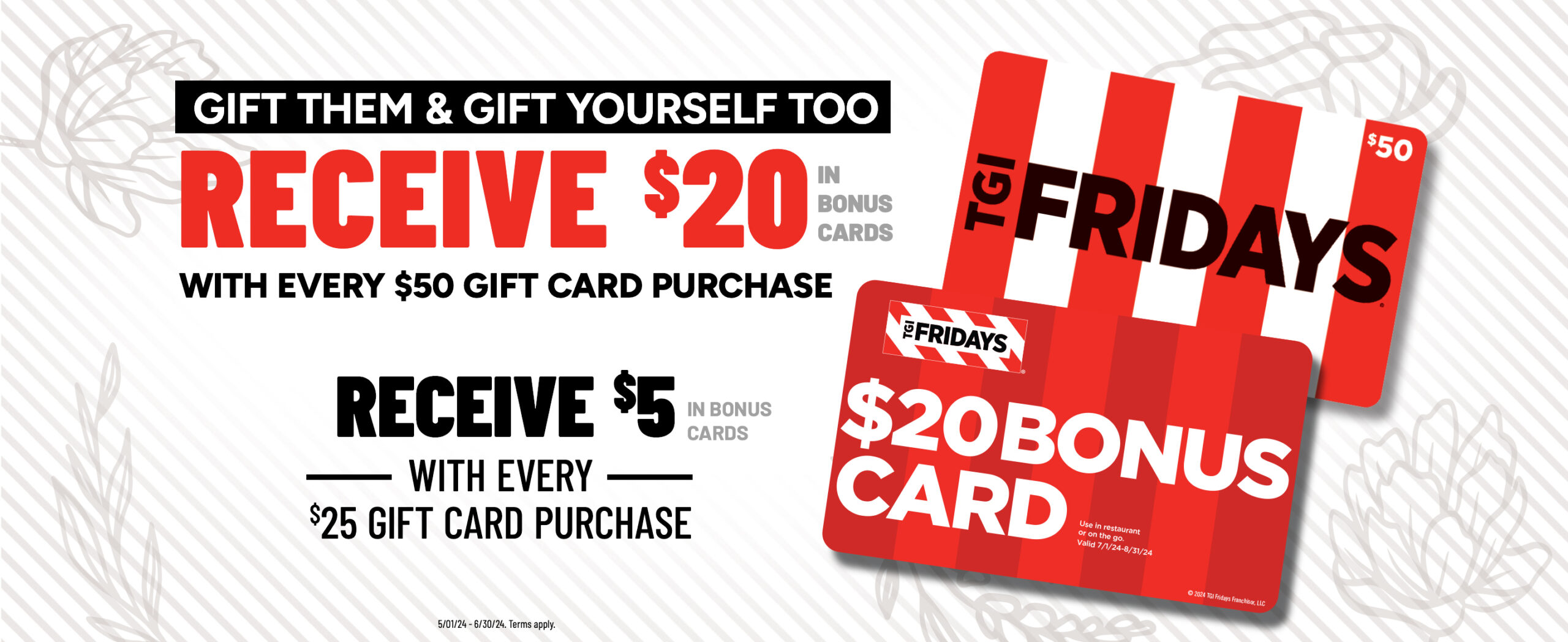 Cheers Made. Holidays Sleighed. Receive $25 in Bonus Bites Cards for every $60 you spend on gift cards. Bonus Bites cards available while supplies last. Bonus Bites cards valid between 1/1/24 and 2/29/24. Terms apply.